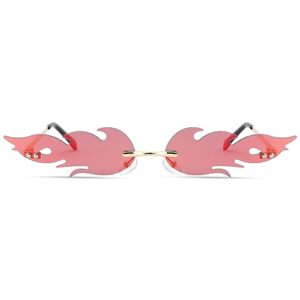 Pro Acme Rimless Fire Sunglasses for Women Men Personality Sun Party Glasses Shape Halloween Costume(Pink)