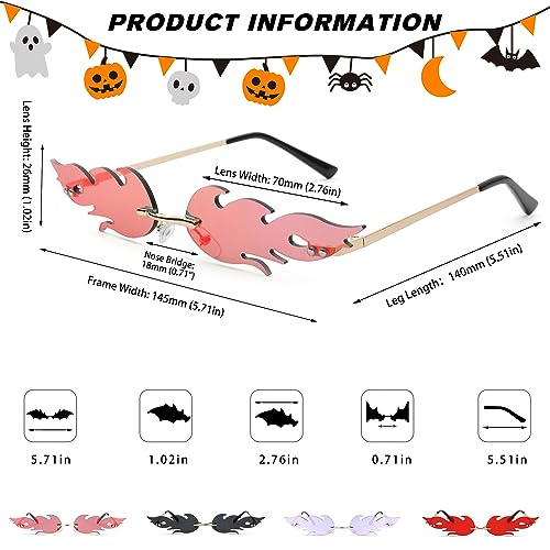 Pro Acme Rimless Fire Sunglasses for Women Men Personality Sun Party Glasses Shape Halloween Costume(Pink)