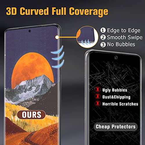 Galaxy S21 Ultra Screen Protector 【2+2 Pack】With Camera Lens Protector, Compatible Fingerprint, 3D Glass Full Coverage 9H Hardness Tempered Glass Screen Protector for Samsung Galaxy S21 Ultra 5G 6.8 Inch