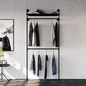 pamo industrial pipe clothing rack - carlsson - clothes rack for wardrobe, bedroom and as walk-in closet system. sturdy clothing racks for hanging clothes i wall mounted heavy duty clothes rack