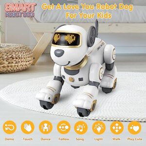 VATOS Remote Control Robot Dog Toy for Kids - Interactive Touch & Follow 17 Functions Robot Dog Pet, Programmable Smart Walking Puppy Intelligent Dancing Dog Robot Toys for Girls 3-12 Gifts (Gold)