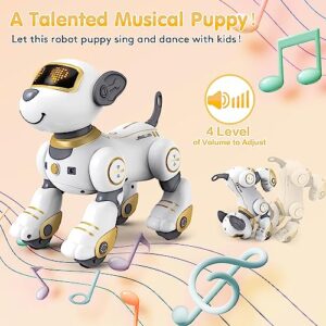 VATOS Remote Control Robot Dog Toy for Kids - Interactive Touch & Follow 17 Functions Robot Dog Pet, Programmable Smart Walking Puppy Intelligent Dancing Dog Robot Toys for Girls 3-12 Gifts (Gold)
