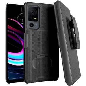 rome tech belt clip phone case for tcl 40 xl t608m 6.75" [2023] - slim heavy duty rugged slide hip holster cover with kickstand compatible with tcl 40xl - black dots