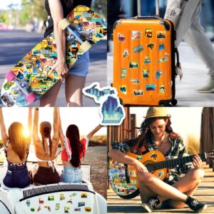 51PCS US States Stickers, USA Map Stickers, Icicrim Outdoor Travel Hiking Waterproof Vinyl Stickers for Water Bottles Laptop Phone Luggage Scrapbook Journal