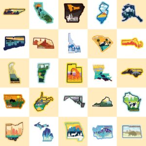 51PCS US States Stickers, USA Map Stickers, Icicrim Outdoor Travel Hiking Waterproof Vinyl Stickers for Water Bottles Laptop Phone Luggage Scrapbook Journal