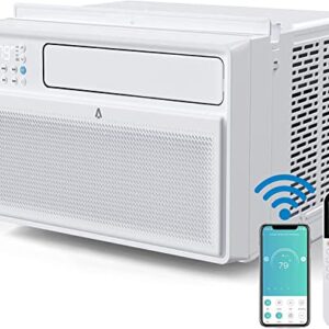 8,000 BTU Smart Inverter Window Air Conditioner, Cools up to 350 Sq. Ft., Ultra Quiet with Open Window Flexibility, Compatible with Alexa/Go ogle Assistant, 35% Energy Savings, Remote/App Control