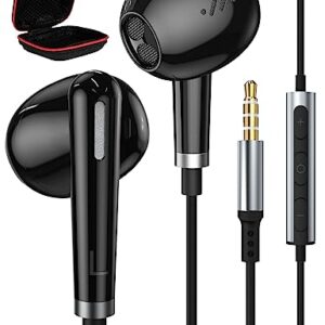 ACAGET 3.5mm Headphones Wired Earbuds for Samsung Galaxy A23 A14 A52 A03s S10 S9, Noise Canceling Semi in-Ear Headset 3.5mm Jack Stereo Earphones with Microphone for iPhone 6S Plus 5S 5 SE MP4 Black