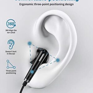 ACAGET 3.5mm Headphones Wired Earbuds for Samsung Galaxy A23 A14 A52 A03s S10 S9, Noise Canceling Semi in-Ear Headset 3.5mm Jack Stereo Earphones with Microphone for iPhone 6S Plus 5S 5 SE MP4 Black