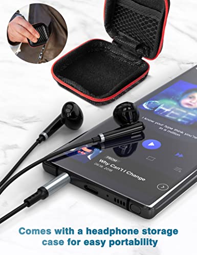 ACAGET 3.5mm Headphones Wired Earbuds for Samsung Galaxy A23 A14 A52 A03s S10 S9, Noise Canceling Semi in-Ear Headset 3.5mm Jack Stereo Earphones with Microphone for iPhone 6S Plus 5S 5 SE MP4 Black