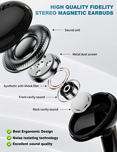 ACAGET 3.5mm Headphones Wired Earbuds for Samsung Galaxy A23 A14 A52 A03s S10 S9, Noise Canceling Semi in-Ear Headset 3.5mm Jack Stereo Earphones with Microphone for iPhone 6S Plus 5S 5 SE MP4 Black