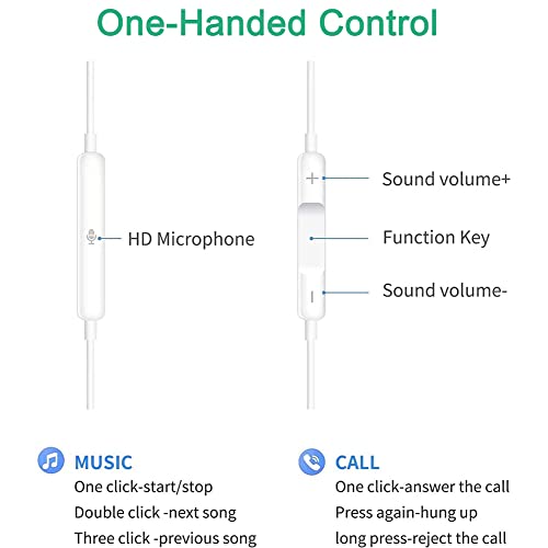 2 Pack Apple Earbuds with Lightning Connector【Apple MFi Certified】 Wired in-Ear Stereo Noise Canceling Isolating Headphones for iPhone 14/13/12/11/SE/X/XR/XS/8/7 (Built-in Microphone&Volume Control)