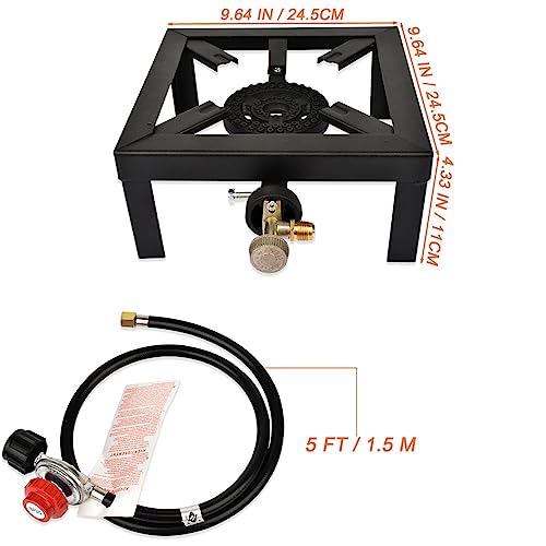 Holwim Portable Single Burner Outdoor Gas Stove Propane Burner Cooker with CSA Certified Adjustable 0-10Psi Regulator & Hose Perfect for Camping, Home Brewing, BBQ, Turkey Fry, Maple Syrup Prep