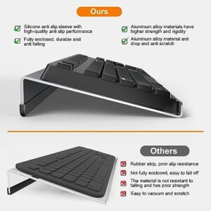 Aluminum Alloy Tilted Computer Keyboard Stand for Easy Ergonomic Typing, Keyboard Tray Holder with Silicone Non-Slip Case for Office Desk, Home, School, Desktop