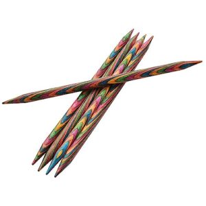 yarn ave knit pro symfonie birch wood colorful double pointed needles, 6''/8'' 2.0-8.0mm hand knitting pins for socks mittens hats necks baby projects scarfs (6''-15cm, 3.75mm (us 5))