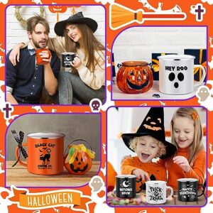 Umigy 6 Pieces Halloween Mugs Trick or Treat Happy Halloween Coffee Mug Cup Horror Ghost Pumpkin 17 oz Enamel Mugs for Home Fall Camping Kitchen Decor