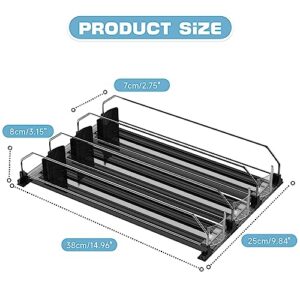 Upgrade Drink Dispenser for Fridge, Iklestar Self-Sliding Soda Can Organizer for Refrigerator and Adjustable Width, 12oz to 20oz holds 15+ Cans(3 Rows, 38 CM)