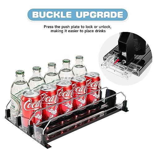 Upgrade Drink Dispenser for Fridge, Iklestar Self-Sliding Soda Can Organizer for Refrigerator and Adjustable Width, 12oz to 20oz holds 15+ Cans(3 Rows, 38 CM)