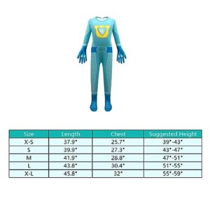 Garperkids Blue Super Cartoon Cat Costume for Girls Long Sleeve 3D Style Jumpsuit with Mask Halloween Movie Character Cosplay Bodysuit for Toddler Kids