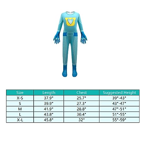 Garperkids Blue Super Cartoon Cat Costume for Girls Long Sleeve 3D Style Jumpsuit with Mask Halloween Movie Character Cosplay Bodysuit for Toddler Kids