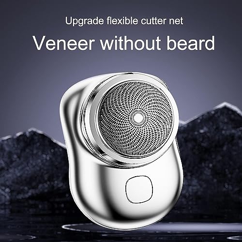 Men's Mini-Shave Portable Electric Shaver, Pocket Size Portable Shaver Wet and Dry Mens Razor Easy One-Button Use for Home,Car,Travel(Silvery)