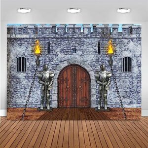 mocsicka medieval knight party backdrop gothic castle grey stone wall background medieval knight party decoration banner castle backdrop for birthday party (grey, 7x5ft(82''x60''))