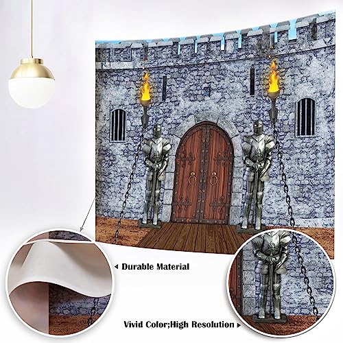 Mocsicka Medieval Knight Party Backdrop Gothic Castle Grey Stone Wall Background Medieval Knight Party Decoration Banner Castle Backdrop for Birthday Party (Grey, 7x5ft(82''x60''))