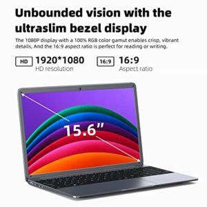 SGIN Laptop, 15.6 inch 1080P Laptops Computer, 12GB DDR4 512GB SSD, Intel Celeron Quad-Core N5059 (up to 2.9 GHz), Intel UHD Graphics 600, Webcam, Mini HDMI, WiFi, Bluetooth 4.2, USB3.0