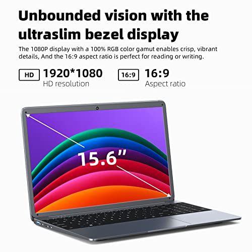 SGIN Laptop, 15.6 inch 1080P Laptops Computer, 12GB DDR4 512GB SSD, Intel Celeron Quad-Core N5059 (up to 2.9 GHz), Intel UHD Graphics 600, Webcam, Mini HDMI, WiFi, Bluetooth 4.2, USB3.0