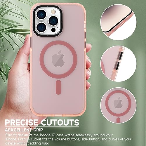 Goarshy Magnetic for iPhone 14 Pro Max Case Pink [Compatible with MagSafe] [10FT Military Grade Drop Tested] Slim Translucent Matte Case for iPhone 14 Pro Max Phone Case, Pink (6.7")