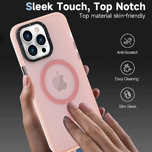 Goarshy Magnetic for iPhone 14 Pro Max Case Pink [Compatible with MagSafe] [10FT Military Grade Drop Tested] Slim Translucent Matte Case for iPhone 14 Pro Max Phone Case, Pink (6.7")