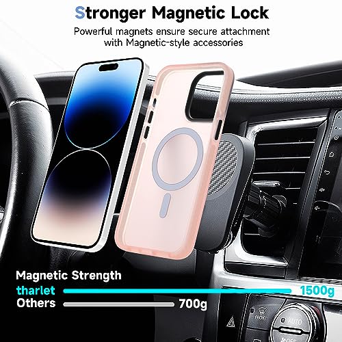 Goarshy Magnetic for iPhone 14 Pro Max Case Pink [Compatible with MagSafe] [10FT Military Grade Drop Tested] Slim Translucent Matte Case for iPhone 14 Pro Max Phone Case, Pink (6.7")