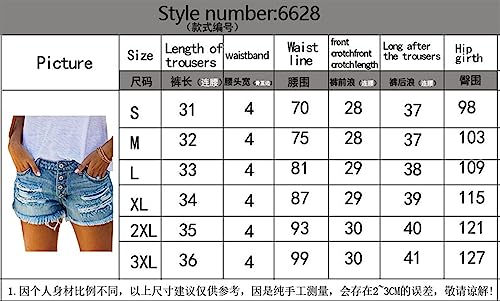 LISK Summer Hipster Girl Ripped Tassel Denim Straight Breasted Shorts Hot Pants (Color : Grey, Size : S)