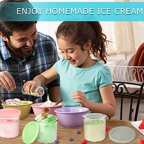 EVANEM 2/4/6PCS Creami Deluxe Pints, for Ninja Creami Pints Lids,16 OZ Ice Cream Container Bpa-Free,Dishwasher Safe Compatible with NC299AMZ,NC300s Series Ice Cream Makers,Blue+Green-4PCS
