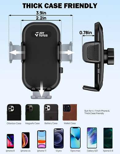 JOYTUTUS Phone Holder Car Vent Phone Mount, Never Blocking Air Vent with Extension Clip, 2 in 1 Car Phone Holder Mount for Car, Adjustable Cell Phone Holder Car, Fit iPhone Samsung All Smartphones