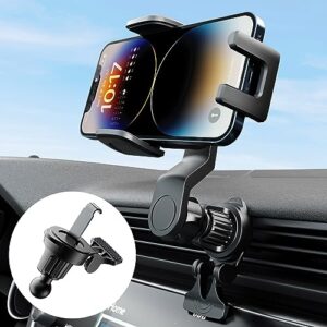 joytutus phone holder car vent phone mount, never blocking air vent with extension clip, 2 in 1 car phone holder mount for car, adjustable cell phone holder car, fit iphone samsung all smartphones