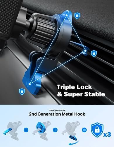 JOYTUTUS Phone Holder Car Vent Phone Mount, Never Blocking Air Vent with Extension Clip, 2 in 1 Car Phone Holder Mount for Car, Adjustable Cell Phone Holder Car, Fit iPhone Samsung All Smartphones