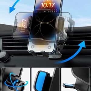 JOYTUTUS Phone Holder Car Vent Phone Mount, Never Blocking Air Vent with Extension Clip, 2 in 1 Car Phone Holder Mount for Car, Adjustable Cell Phone Holder Car, Fit iPhone Samsung All Smartphones