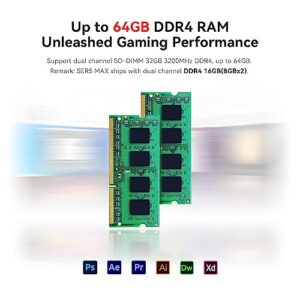 Beelink Mini PC, AMD Ryzen 7 5800H (8C/16T, up to 4.4GHz, 54W TDP), Mini Computer 16GB DDR4 1TB PCIe3.0 SSD, Support 4K@60Hz Triple Display/WiFi 6/BT5.2/USB3.2/Gaming/Office/Home Desktop PC
