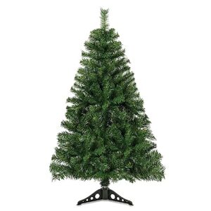 jearey artificial holiday christmas tree 4ft, unlit premium hinged spruce holiday xmas tree, 250 branch tips & metal foldable stand for home, office, party decoration, green