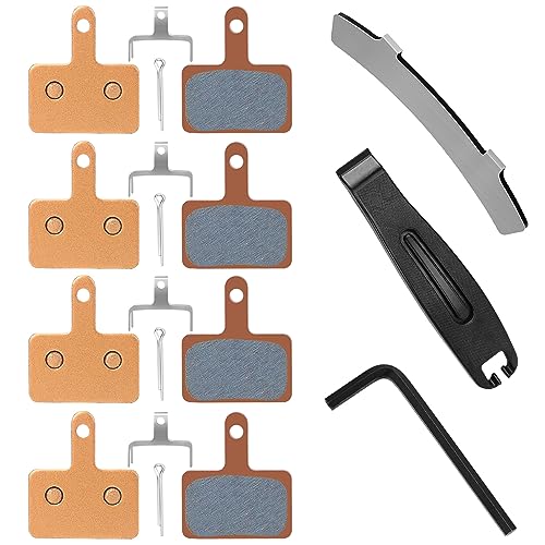 4 Pairs Sintered Metal MTB Bike Brake Pads, Ebike Scooter Brake Pads Electric Scooter Brake Pads Electric Bike Brake Pads, Compatible for Trp Tektro Shimano Brake Pads MT200 M355 M446 M315 M365