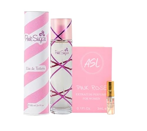 ASL - Pink sugar Perfume - Pink sugar perfume for women - Eau de Toilette 3.4 oz 100% Original with Travel size Pink rose 0.1 oz Perfume for Women.