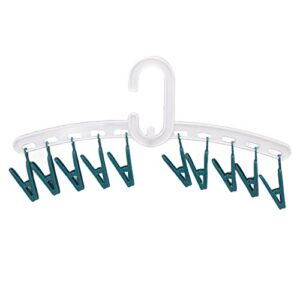 liebewh plastic sock clips drying rack portable clothes drying hanger windproof straight rod for camping and holiday (white and green)