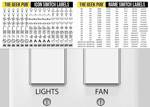 600pcs Light Switch Labels Stickers | Transparent | Light, Fan, Bathroom, Kitchen, Garage, Heater, AC for Home or Office | Labels for Light Switches and Outlets | Home Automation