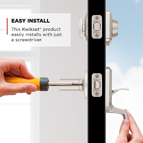 Kwikset Henley Front Entry Door Handleset and Deadbolt with Interior Reversible Lever, Featuring SmartKey Re-Key Security Technology with Microban Protection in Satin Nickel