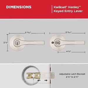 Kwikset Henley Entry Lever Door Lock, Secure Keyed Entrance with Reversible Handle, SmartKey Re-Key Security Technology and Microban Protection in Satin Nickel