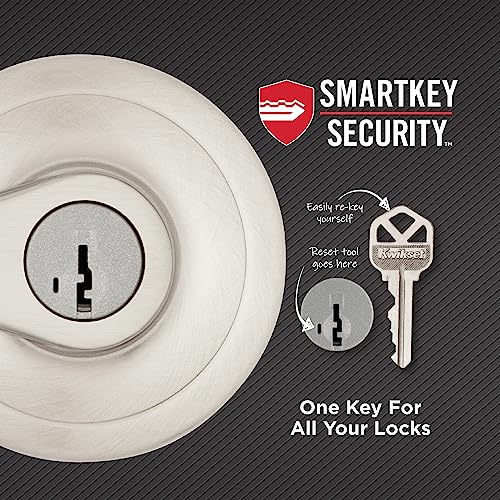 Kwikset Henley Entry Lever Door Lock, Secure Keyed Entrance with Reversible Handle, SmartKey Re-Key Security Technology and Microban Protection in Satin Nickel