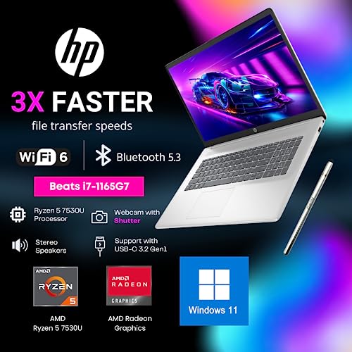 HP Touchscreen Laptop, 17.3" HD+ Touchscreen Display, AMD Ryzen 5 7530U Processor (Beats i7-1165G7, 6 Cores, 12 Threads), 32GB RAM - 1TB SSD, w/Stylus, Wi-Fi 6, Webcam, HDMI, Windows 11 Home, Silver