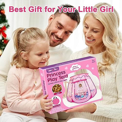 TooyBing Pop Up Princess Tent with Star Light, Toys for 1 2 3 Year Old Girl Birthday Gift, Ball Pit for Baby 12-18 Month, Foldable Kids Play Tent for Toddler 1-3, One Year Old Girl Toy Indoor Outdoor