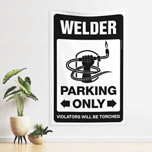 Man Cave Rules Welder Parking Only Tapestry Space Decor Vintage Decor (Size : 75X100CM)