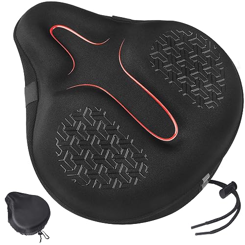 Zacro Wide Bike Seat Cushion, Gel Padded Large Bike Seat Cover for Men Women Comfort, 12 x 11inch Oversized Padding Bicycle Saddle Fit for Peloton, Spin Stationary Exercise, Mountain Road Cycling Bike